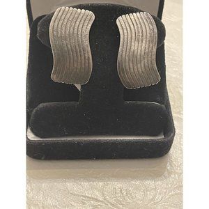 Marjorie Baer SF Earrings Designer signed clip on Modernist Brutalist